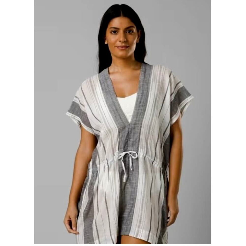 prAna Marina Bay Tunic S • Organic Cotton • Grey Stripe • Relaxed Gauzy Fit NWT